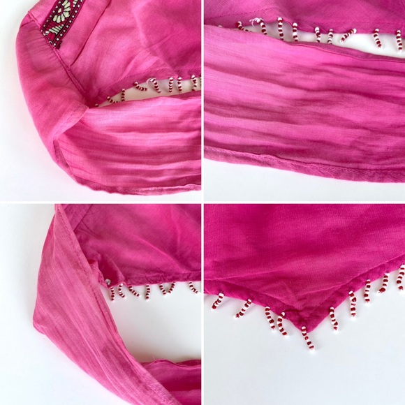 Le Chateu Tie-up Beaded Bandeau Crop Top - Picture 8 of 17